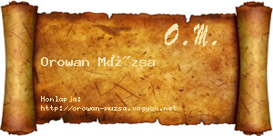 Orowan Múzsa névjegykártya